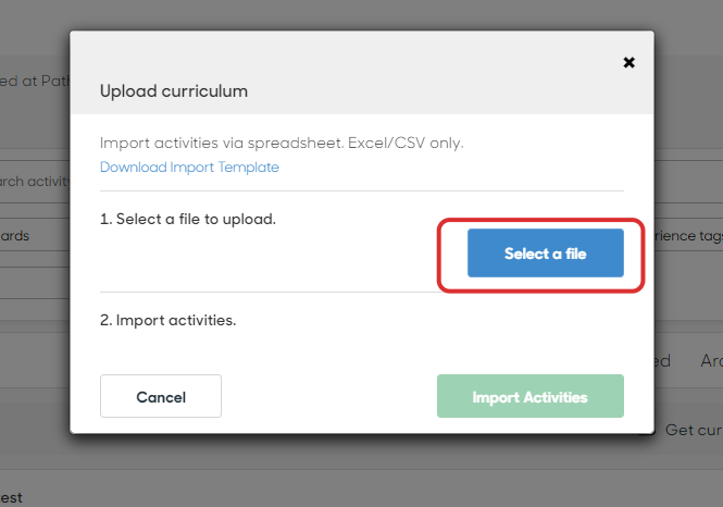 Click on curriculum-import