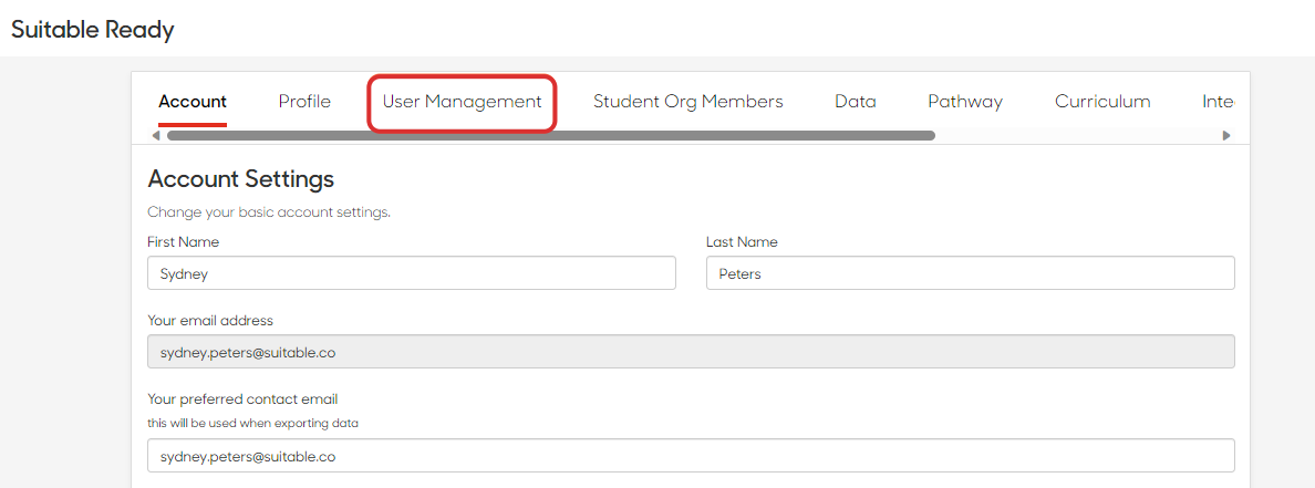 Click on User Management