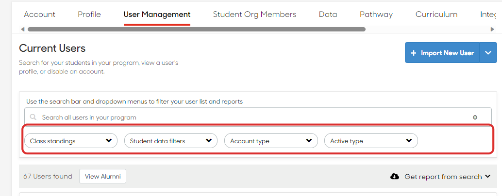 Click on Class standings…