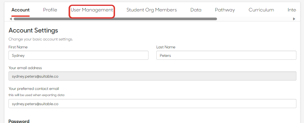 Click on User Management