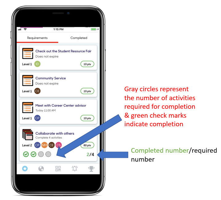 Tracking and viewing achievement progress on the mobile app – Suitable